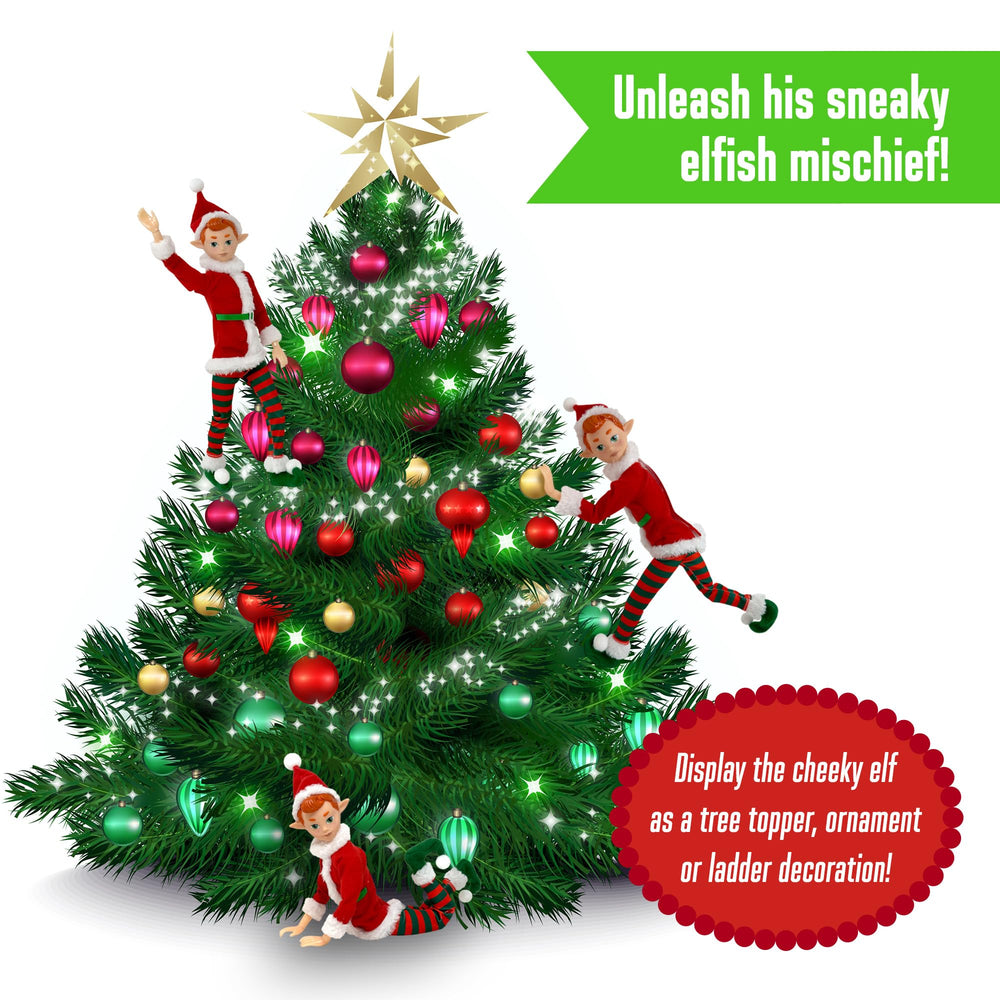 The Original Elf tree topper style elf doll for seasonal decor.