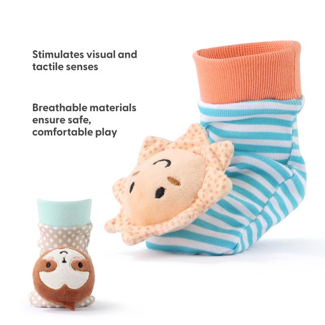 The Peanutshell wrist and ankle rattles fit tiny limbs with adjustable, secure comfort.