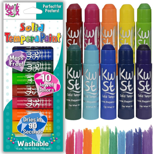 The Pencil Grip Kwik Stix jewel tones pack offers vivid quick-dry colors for kids' art.