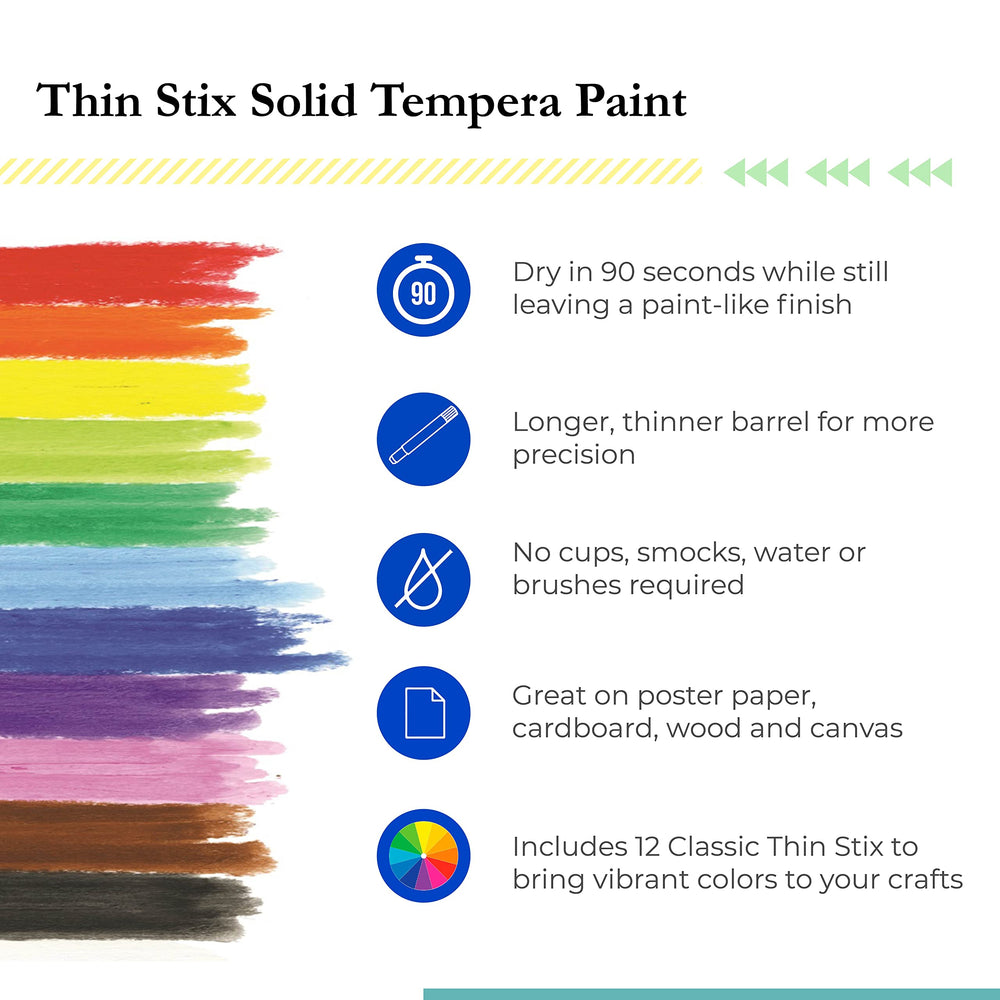 Non-toxic Kwik Stix paints meeting ACMI AP Seal standards.
