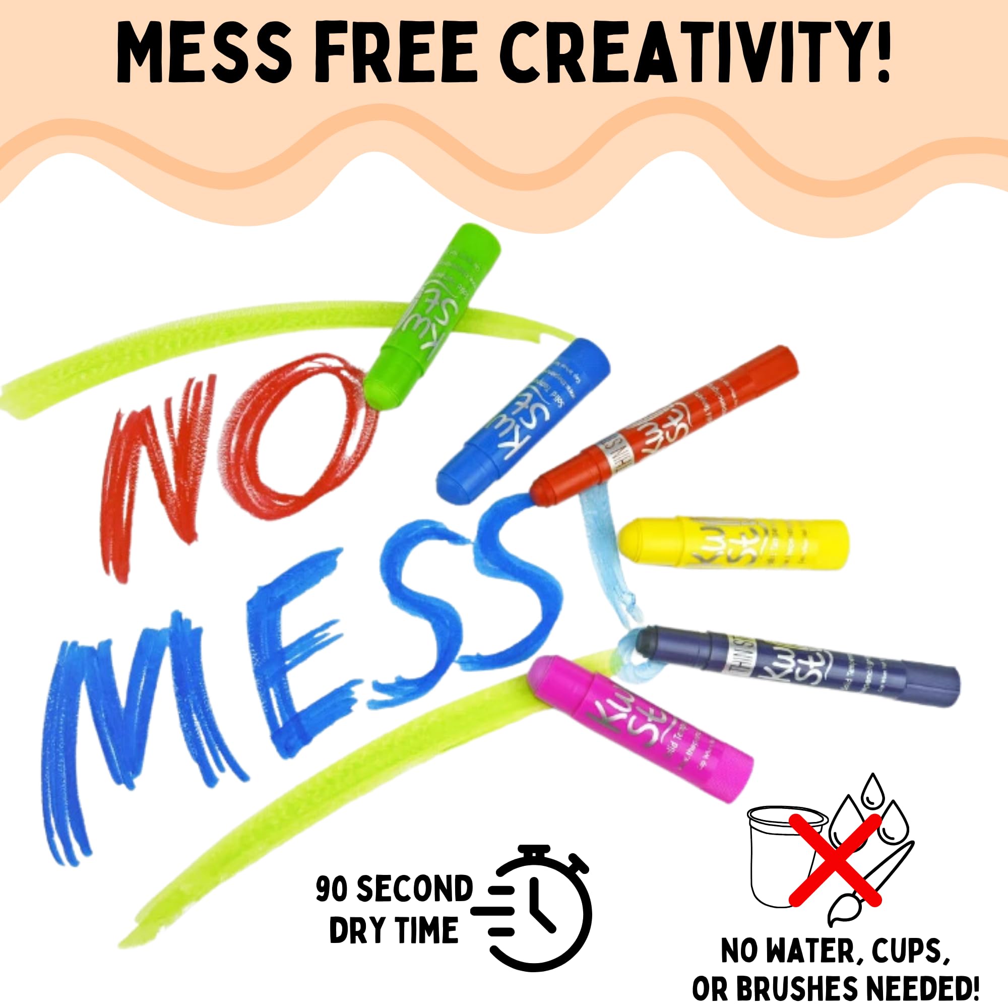 Kwik Stix work on paper, canvas, wood and more across various surfaces.