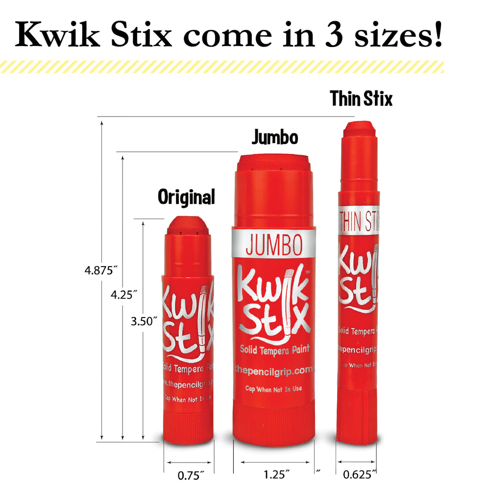 The Pencil Grip Kwik Stix come in ten jewel colors for creative projects.