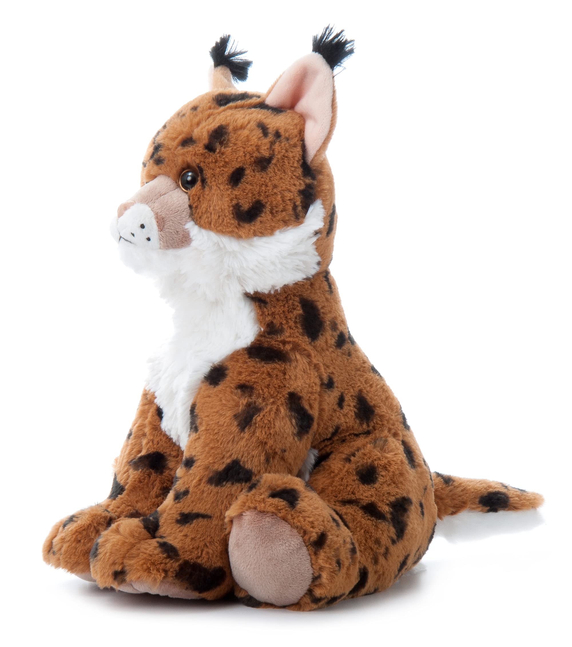The Petting Zoo Bobcat plush, eyes and ears details, inviting tactile exploration.
