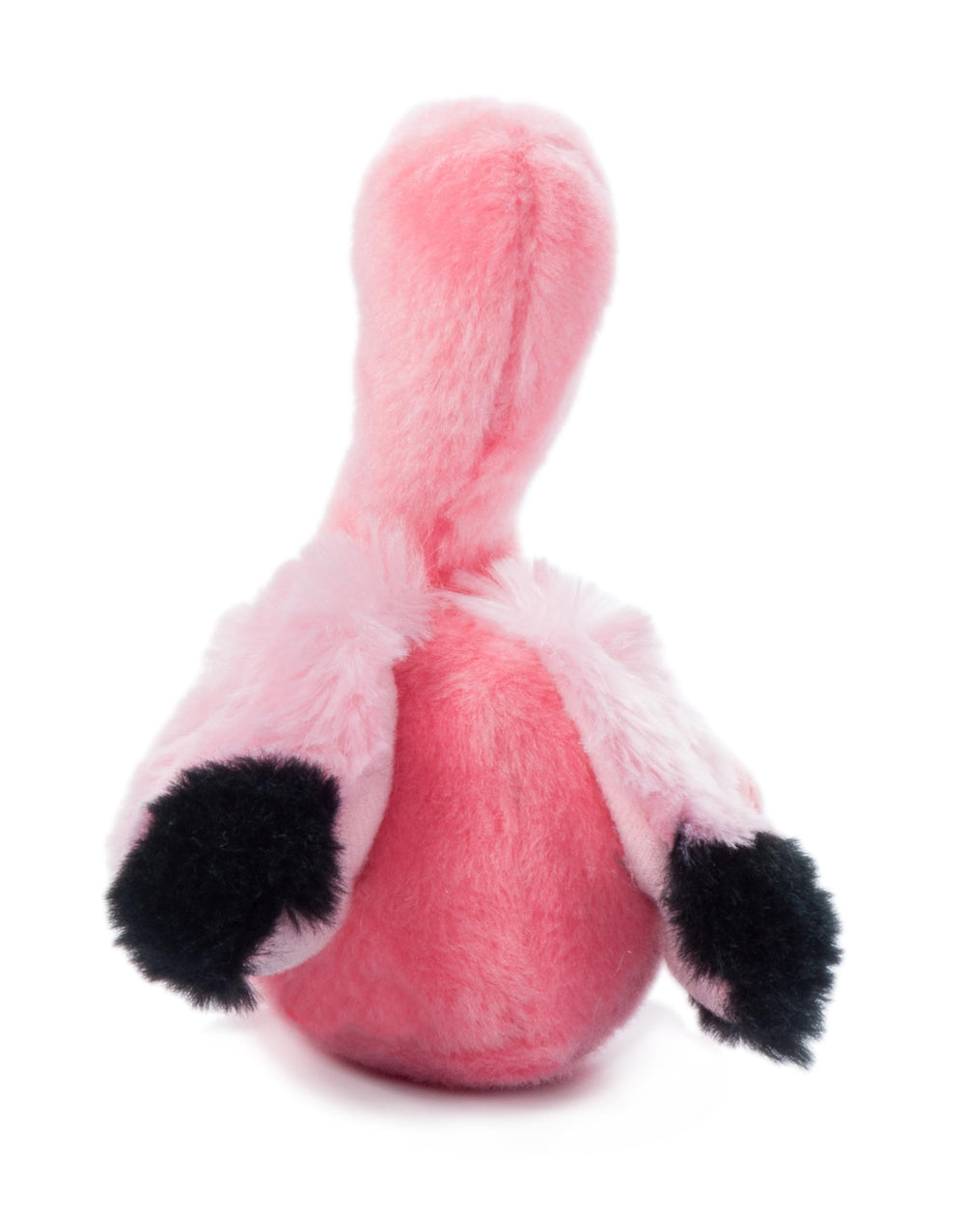 The Petting Zoo Flamingo Plush in a sitting pose for cozy stories.