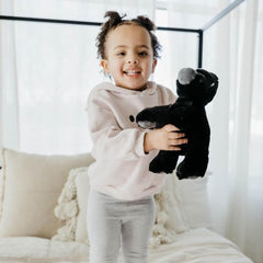 The Petting Zoo gorilla plush with sturdy stitches is built to last adventures.