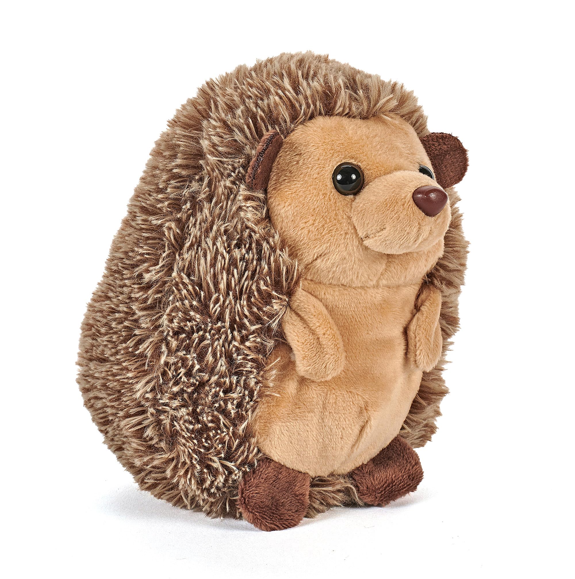 The Petting Zoo hedgehog plush sitting pose, a cozy cuddle buddy.