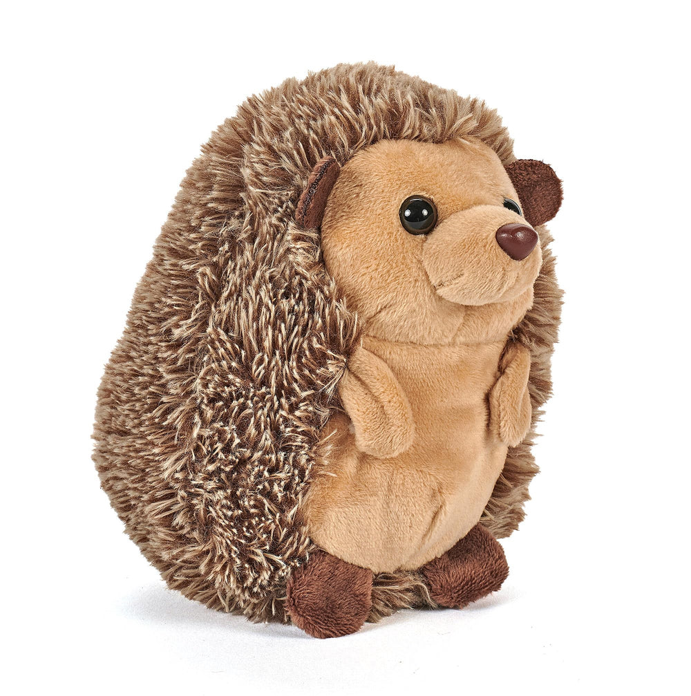 The Petting Zoo hedgehog plush sitting pose, a cozy cuddle buddy.