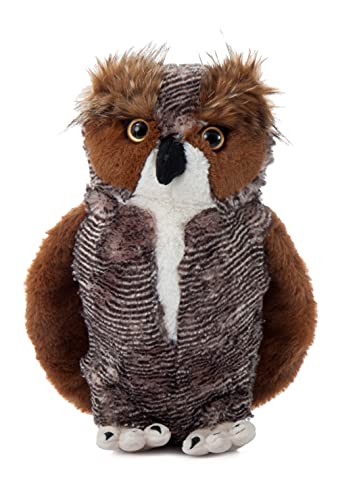 The Petting Zoo horned owl plush eyes spark storytelling and pretend wildlife adventures.