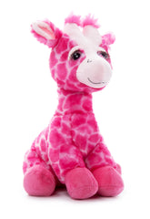 The Petting Zoo pink giraffe plush face with lashes sparks imaginative play.
