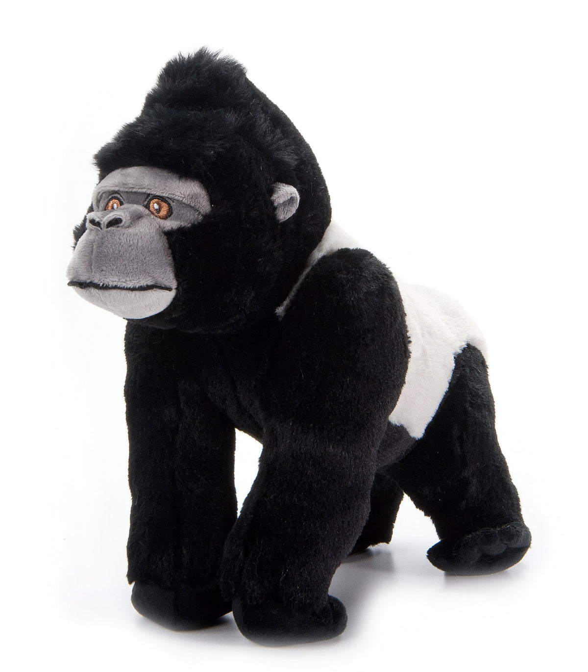 The Petting Zoo silverback gorilla plush face shows lifelike details for imaginative play