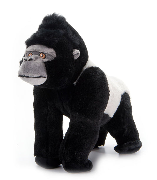 The Petting Zoo silverback gorilla plush face shows lifelike details for imaginative play