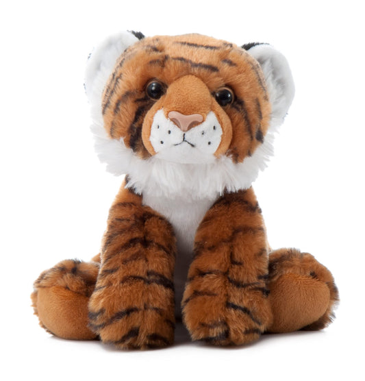 The Petting Zoo tiger stuffed animal, 9-inch plush, perfect for comforting hugs.