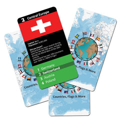 The Purple Cow Go Fish cards with a world map and flags to spark curiosity about countries.
