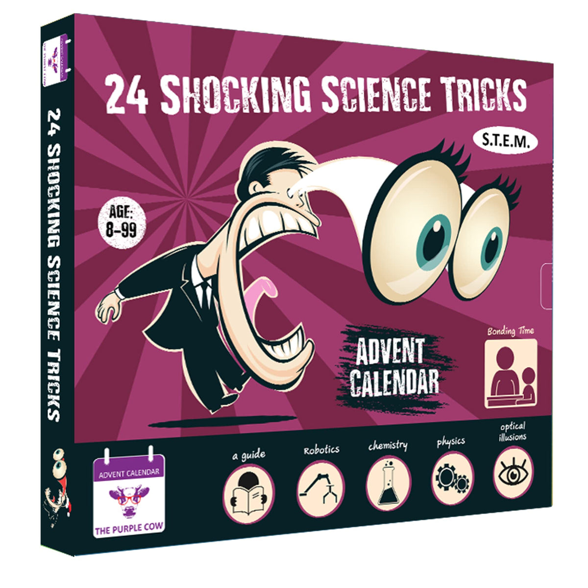 The Purple Cow Shocking Science Advent Calendar cover inviting curious kids to explore daily discoveries.