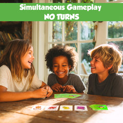 A child playing Speedy Monsters with vibrant monster cards.