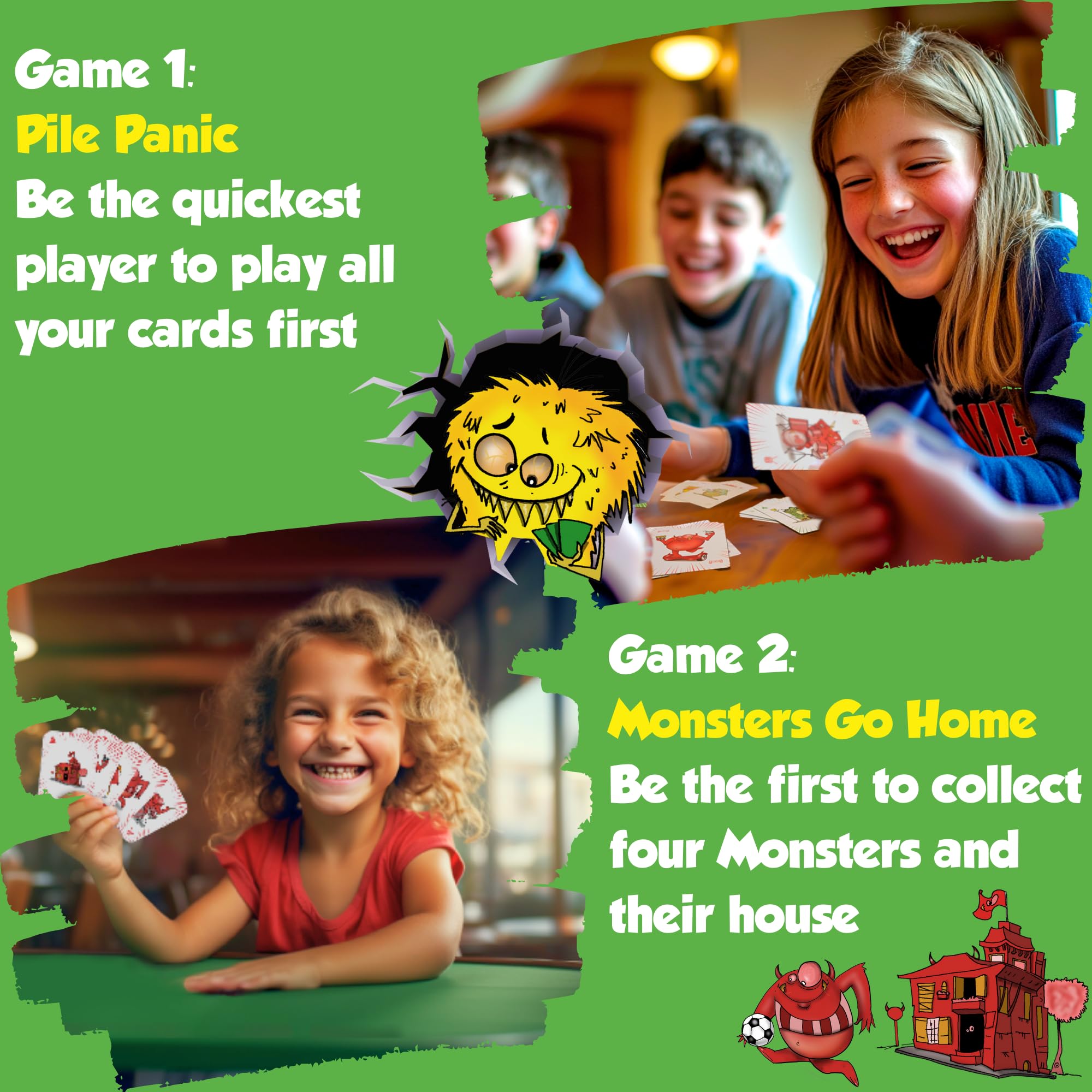 Colorful Speedy Monsters display inviting family competition.