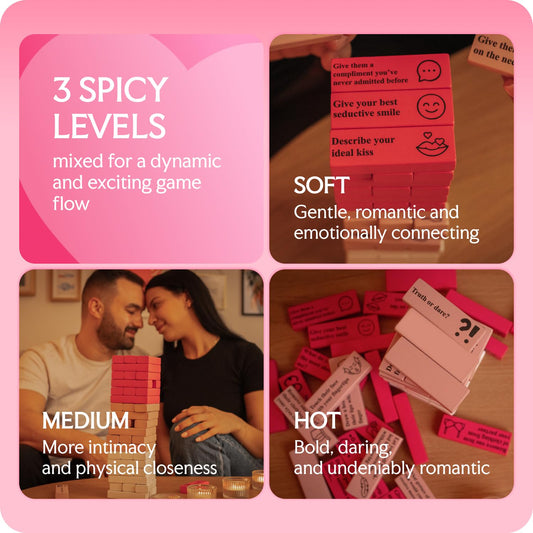 The Sensual Lab 54 Pink Blocks stacked tower illustrating suspenseful play and interaction.