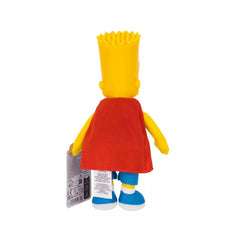 Bart plush on a shelf with other Simpsons figures enhances themed display.