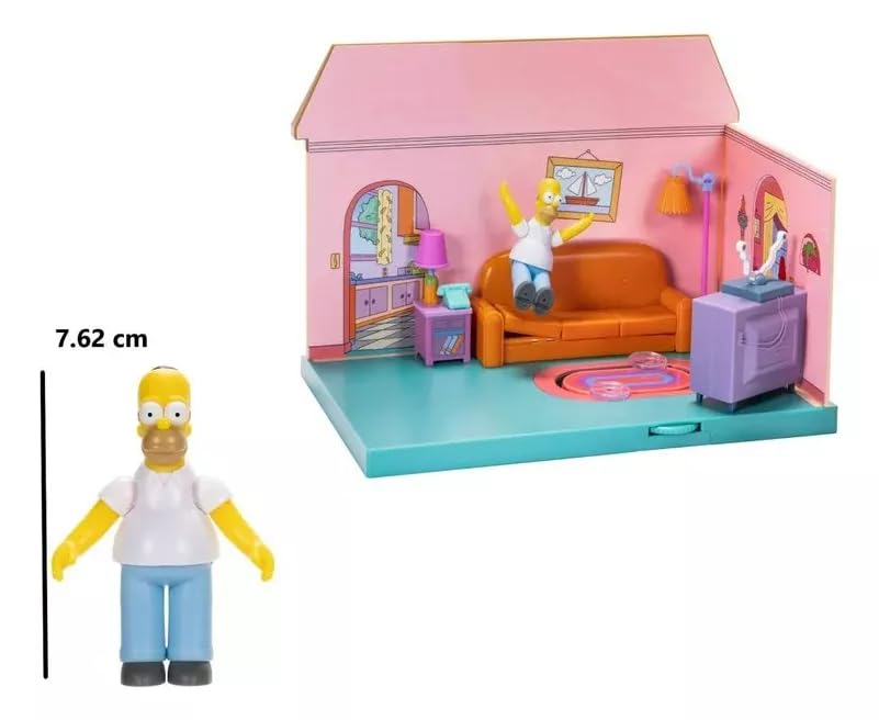 The Simpsons diorama living room playset TV features channel change for dynamic play.