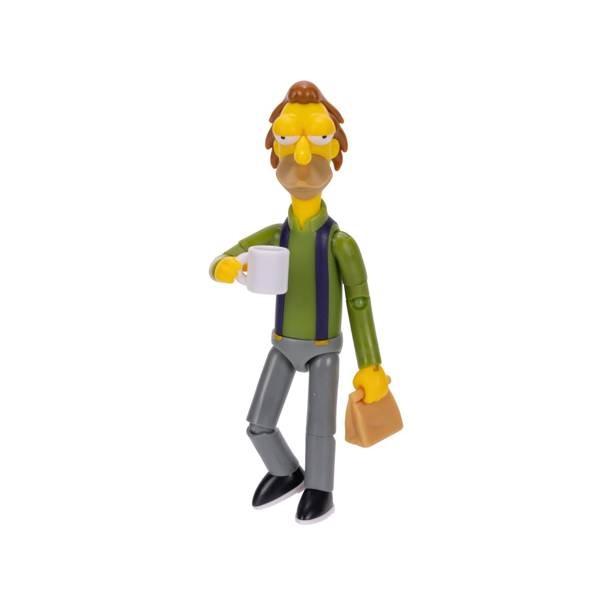 The Simpsons Lenny Leonard figure with lunch bag displayed for fan shelf appeal.