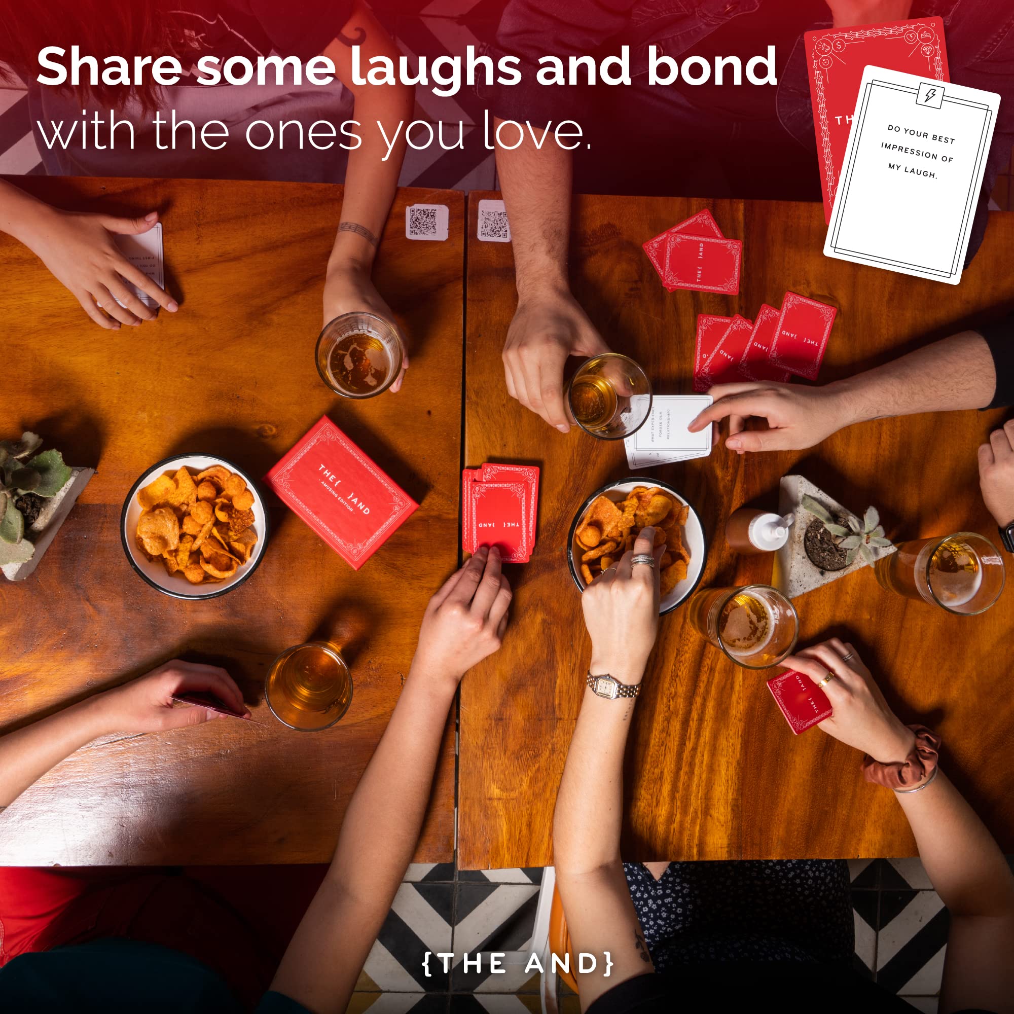Friends laugh while playing The Skin Deep Amusing Edition prompts