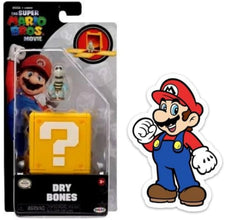 THE SUPER MARIO BROS. MOVIE Dry Bones mini figure with question block for playful display and collection