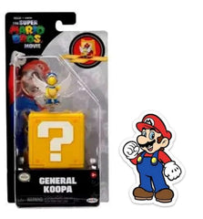 The Super Mario Bros Movie General Koopa mini figure with Question Block and stickers for display or play
