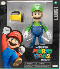 The Super Mario Bros. Movie Luigi figure with accessories for expanded play.