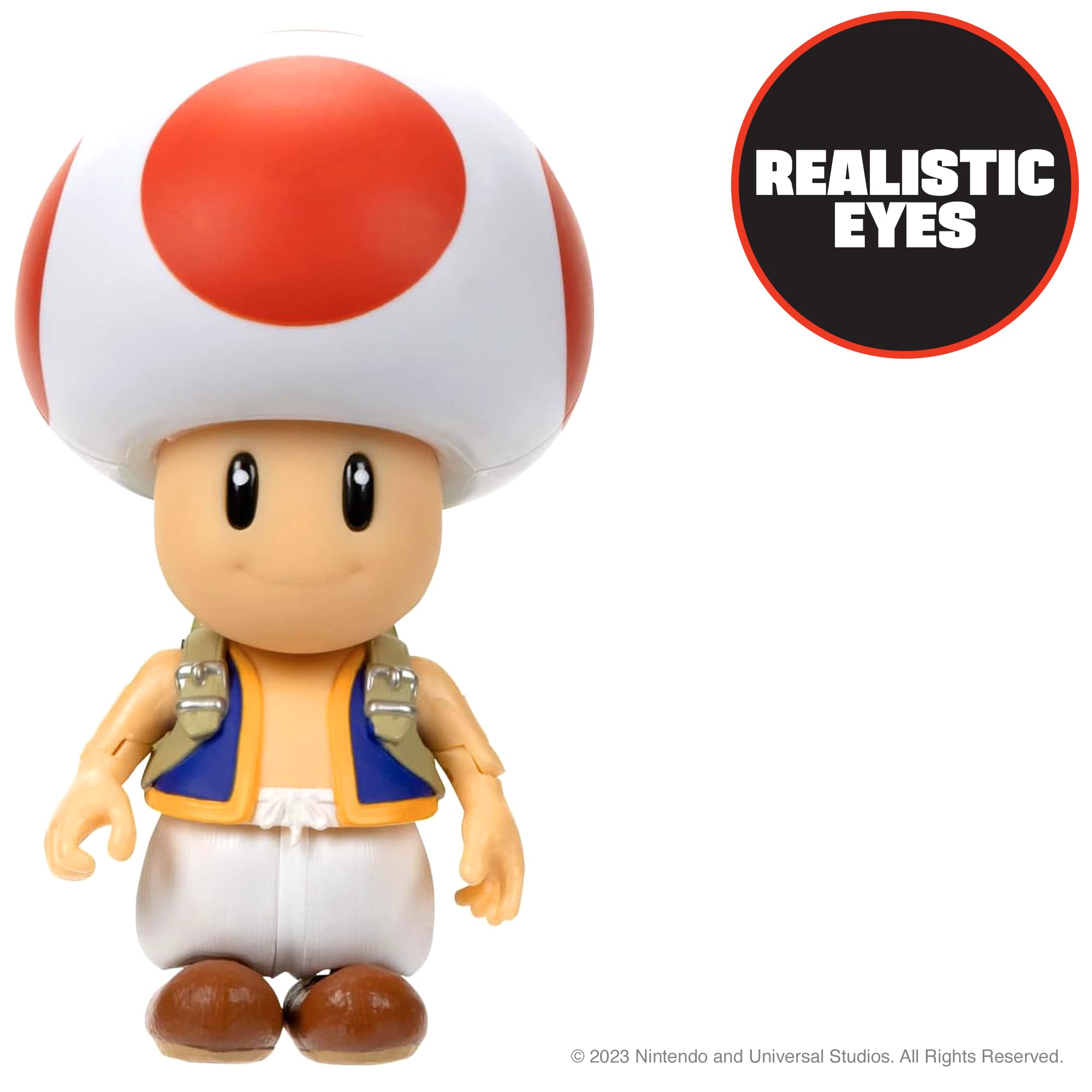 The Super Mario Bros. Movie Toad detailed shiny eyes enhance display appeal
