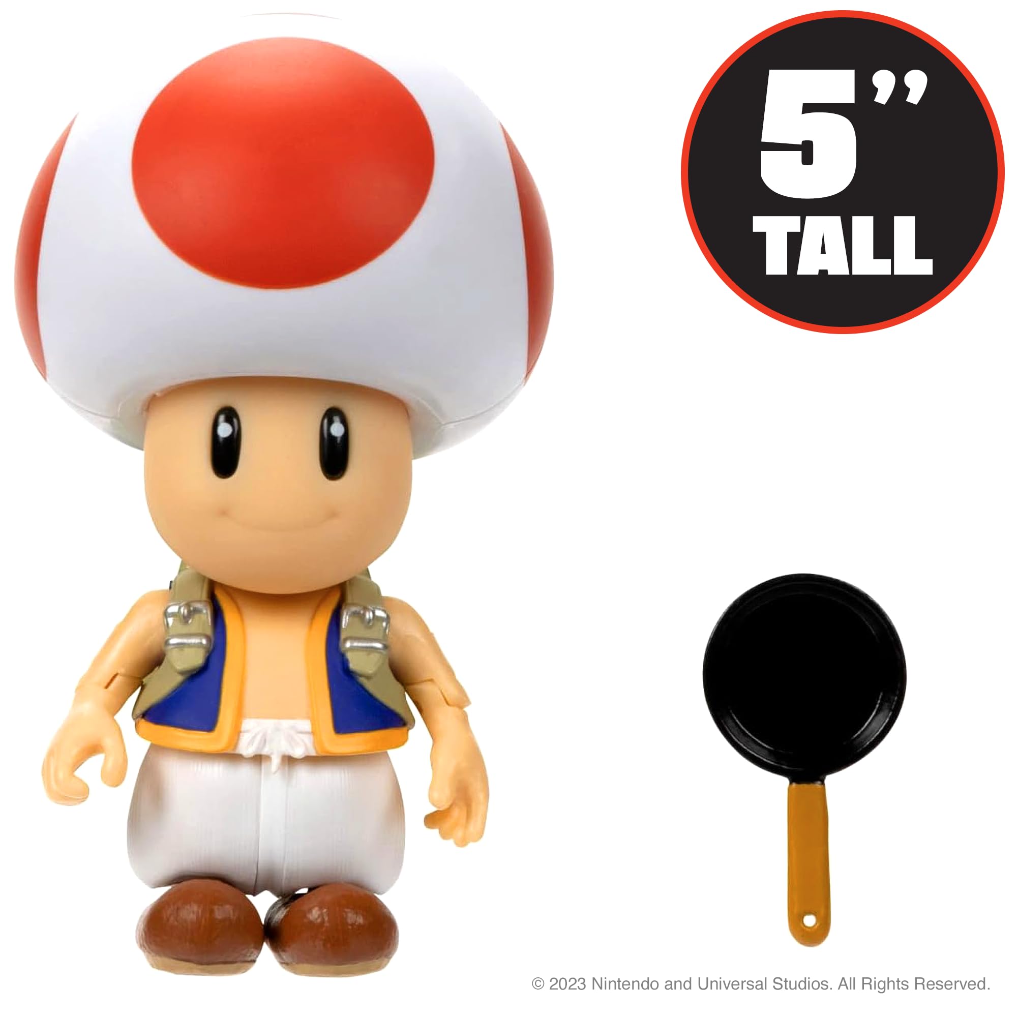 The Super Mario Bros. Movie Toad figure with 9-point articulation for dynamic poses