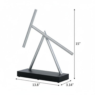 The Swinging Sticks side view highlights smooth rotation for office ambiance.