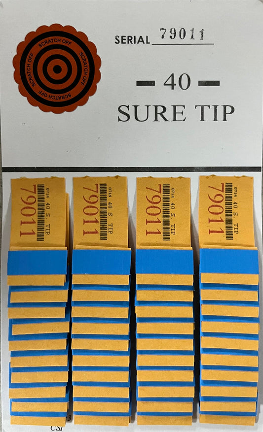 The Ticket Gurus 40 Sure Tip Board for at-home entertainment with a sealed winner reveal.