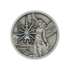 The Token Shop guardian angel coin 3D front detail showing lantern and star beams.