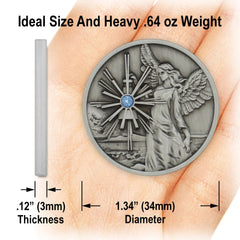 The Token Shop guardian angel coin clear coat finish preserves shine and durability.