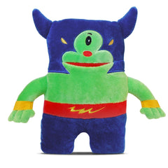 The Tooth Brigade tooth fairy pillow front view shows plush friend with wide mouth pocket for prizes.