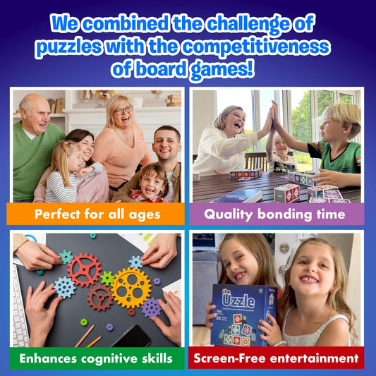 The Uzzle 3.0 features 100 unique puzzles for varied family challenges.