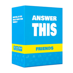 The World Game Answer This Friends pack shot showing cards and game components for teens and adults.