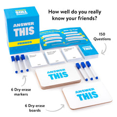 Close-up of Answer This Friends question cards sparking conversation and stories.