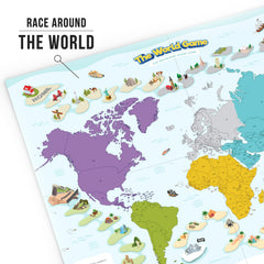 The World Game landmarks and flags image promoting geography exploration and curiosity.