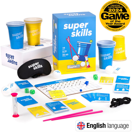 The World Game Super Skills cups stack for multi-step challenges and precision play.