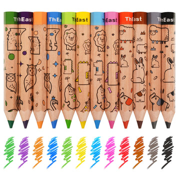 ThEast Toddlers Colored Pencils in 12 colors for bright kid-friendly drawings