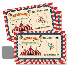 THEBESTU carnival scratch-card set shows mixed lose and win cards for party fun.