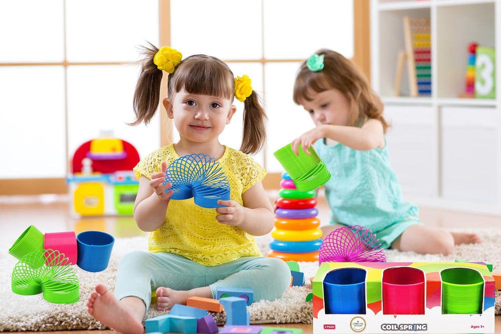 The Dreidel Company neon coil spring goody bag filler enhances party decor and rewards.