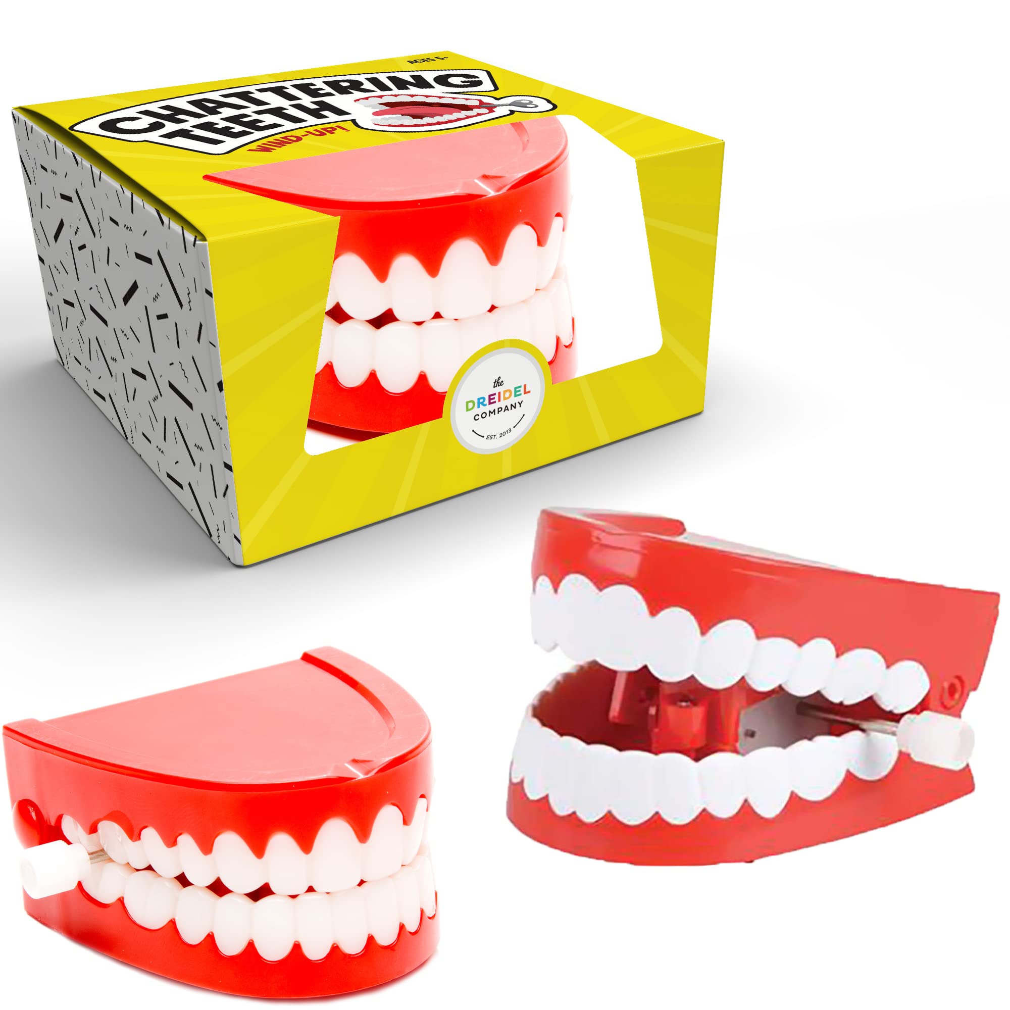 The Dreidel Company wind-up teeth chomping toy in action for party fun