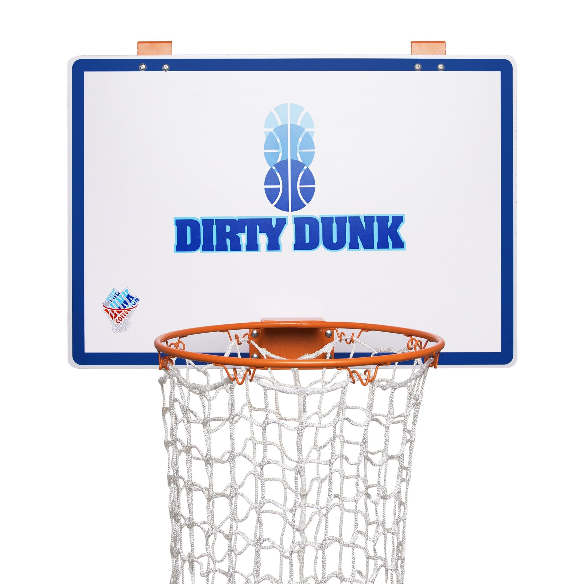 The Dunk Collection Dirty Dunk over-the-door hoop laundry hamper on a door for clutter control.