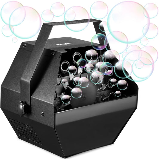 Theefun bubble machine with 750ml tank delivering continuous bubbles for outdoor events.