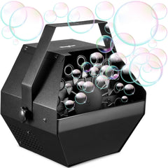 Theefun bubble machine with 750ml tank delivering continuous bubbles for outdoor events.