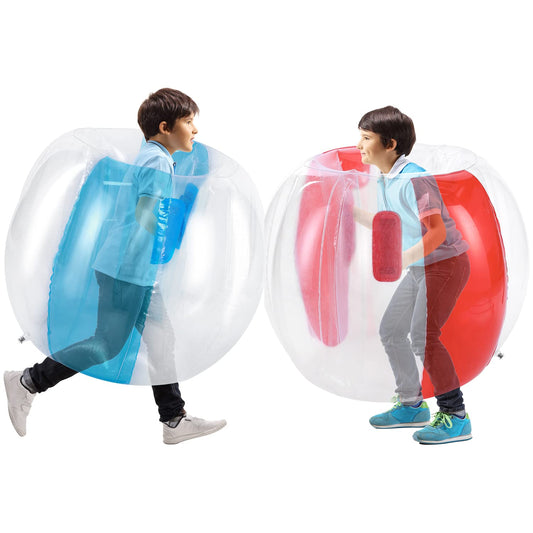 Theefun bumper balls 2-pack on grass ready for outdoor play and safe collisions.