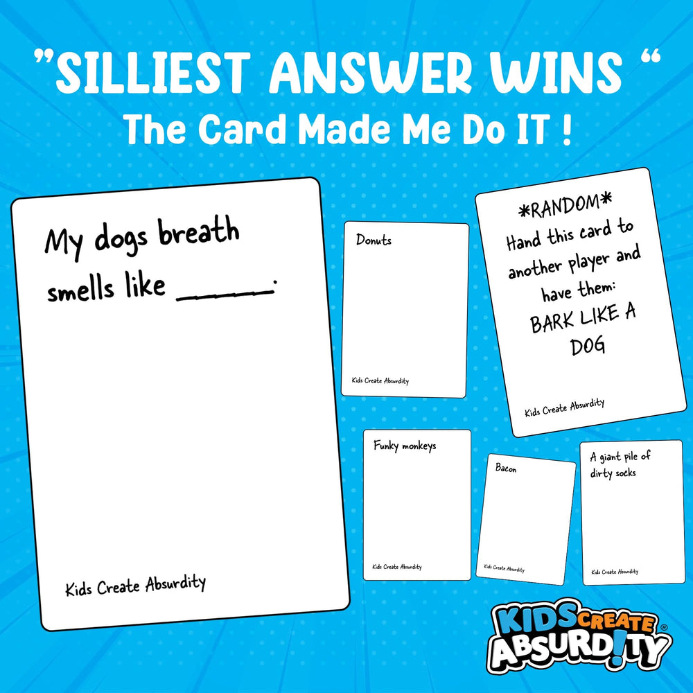 TheGag Kids Create Absurdity fill-in-the-blank cards – fuel imaginative humor.
