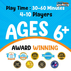 TheGag Kids Create Absurdity players laughing around the table during family night.
